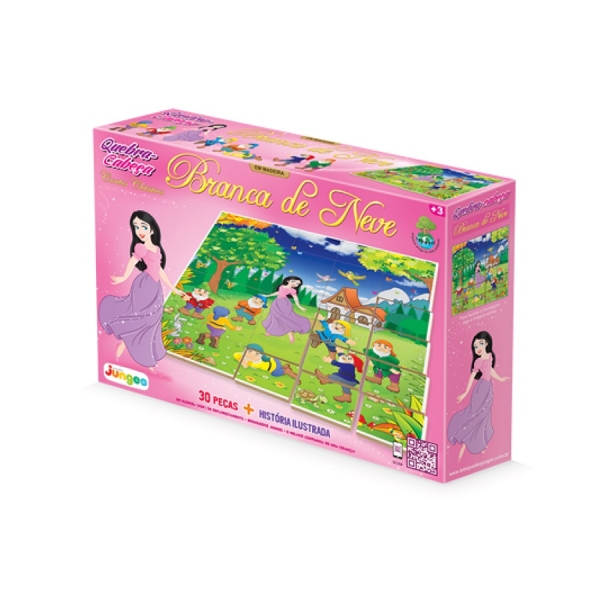 Quebra Cabeça Junges 30 Peças Madeira Branca de Neve - Rosa