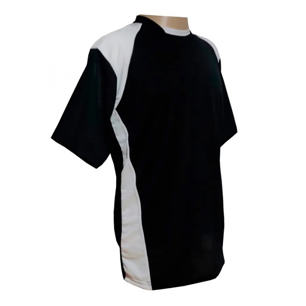 Kit com 16 Camisas TRB Preto/Branco e 16 Calções Brancos - Preto/Branco