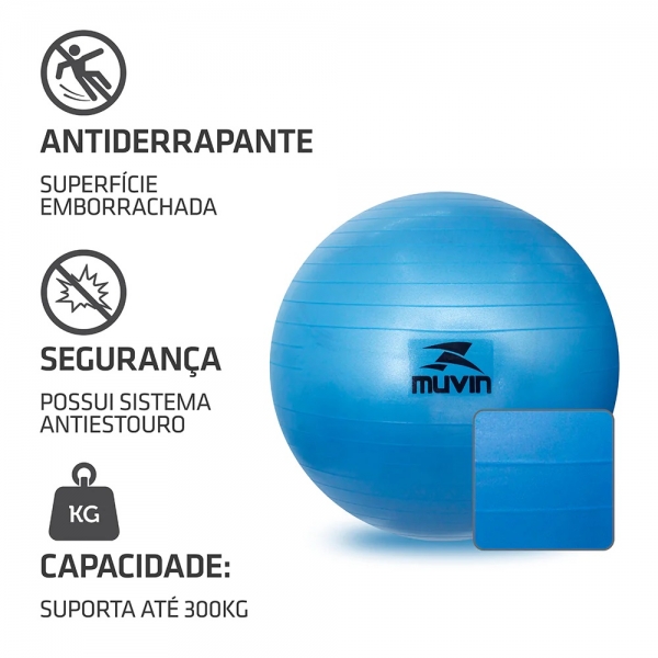 Bola de Ginástica e Pilates Muvin 45cm Azul - Azul