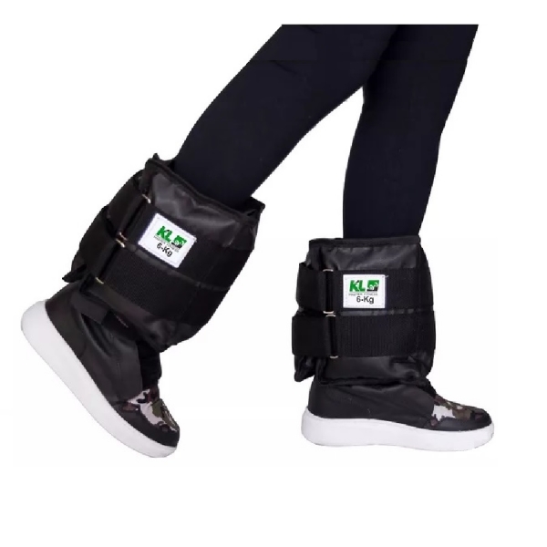 Par Caneleira Tornozeleira 6Kg Lona Ajuste Pro KL Master Fitness - Preto/Preto