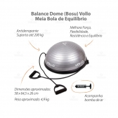 Meia Bola Balance Dome Com Bomba Vollo - Cinza/Preto