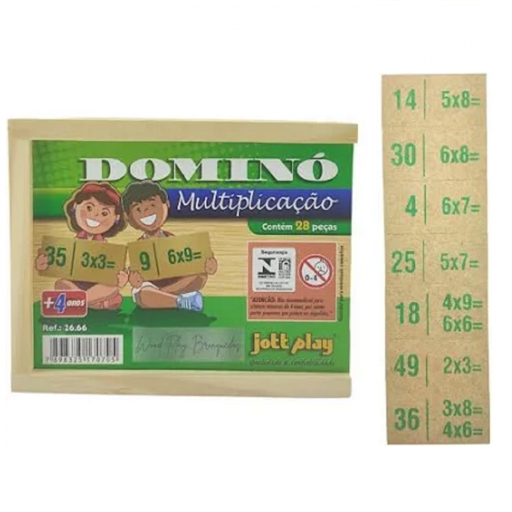 Dominó Multilicação Verde Jott Play 28 Peças - Verde