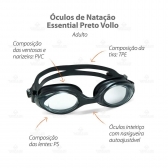 Óculos de Natação Essential Preto Vollo Adulto - Preto/Preto