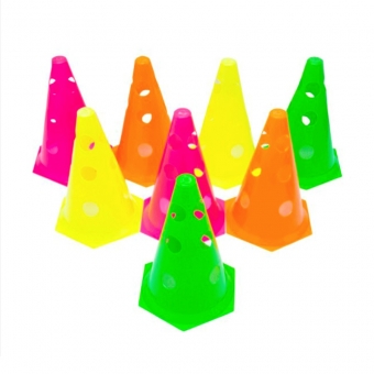 Cones de Treinamento LDM 23Cm com Furos p/ Barra Kit 8 Unidades