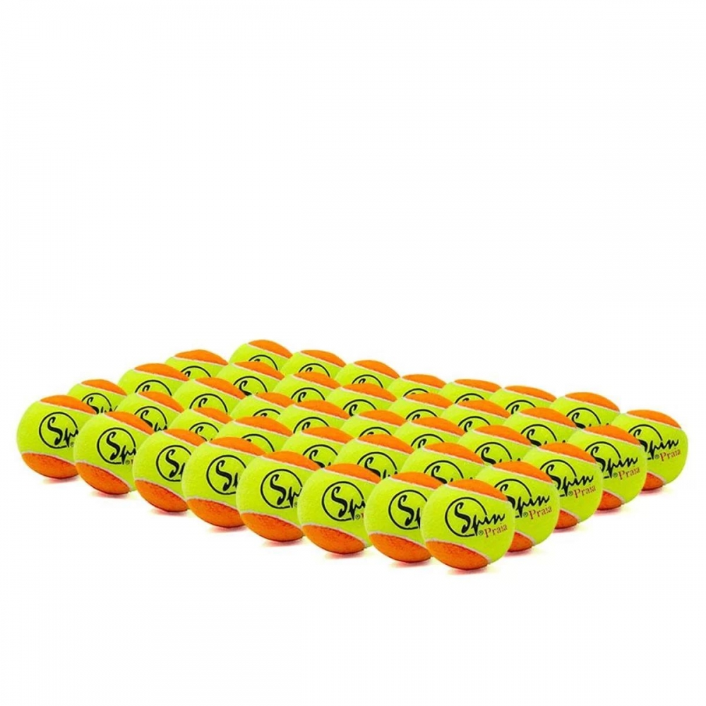 Bola de Tênis e Beach Tennis Spin 50 Macia Pacote com 40 Unidades - Amarelo/Laranja