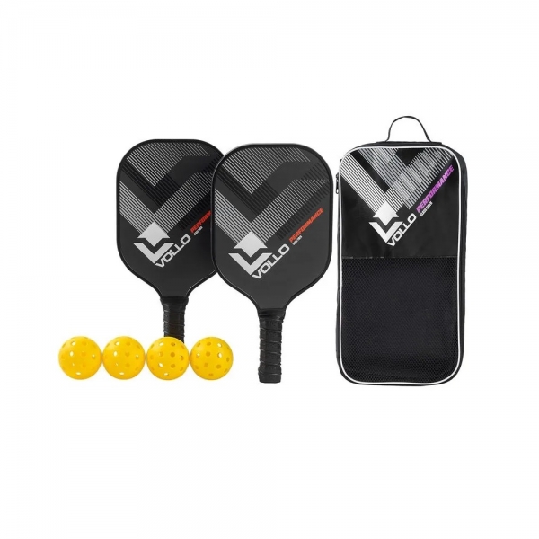 Kit Pickleball Performance 2 Raquetes 4 Bolas e Bolsa Vollo - Preto