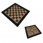 Jogo 2 em 1 Dama e Trilha Pequeno em Madeira - FKR - Preto/Marrom