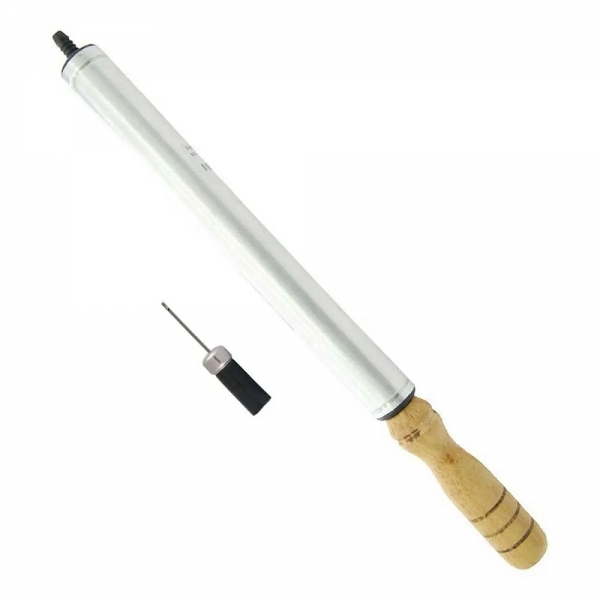 Bomba de Ar Cromada com Cabo de Madeira - Cinza