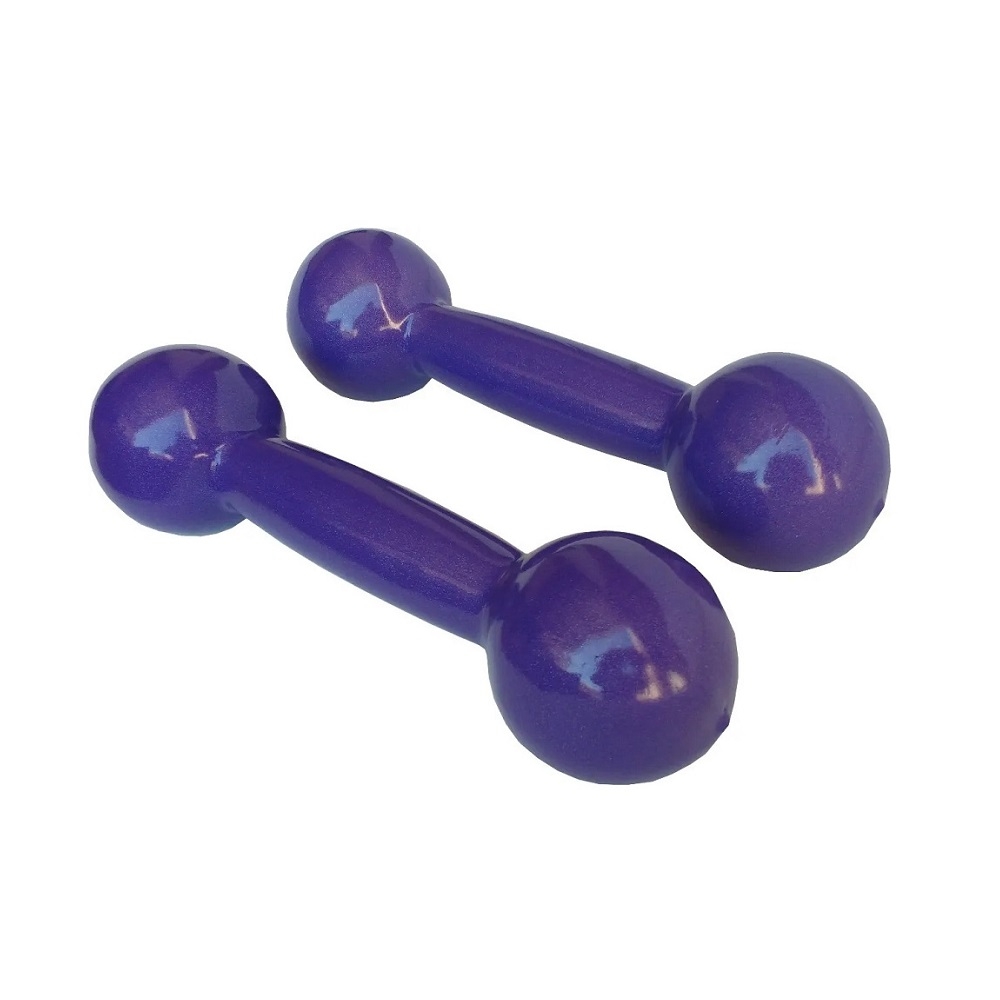 Par de Halteres Emborrachado para Musculação 2kg Roxo - Roxo/Branco