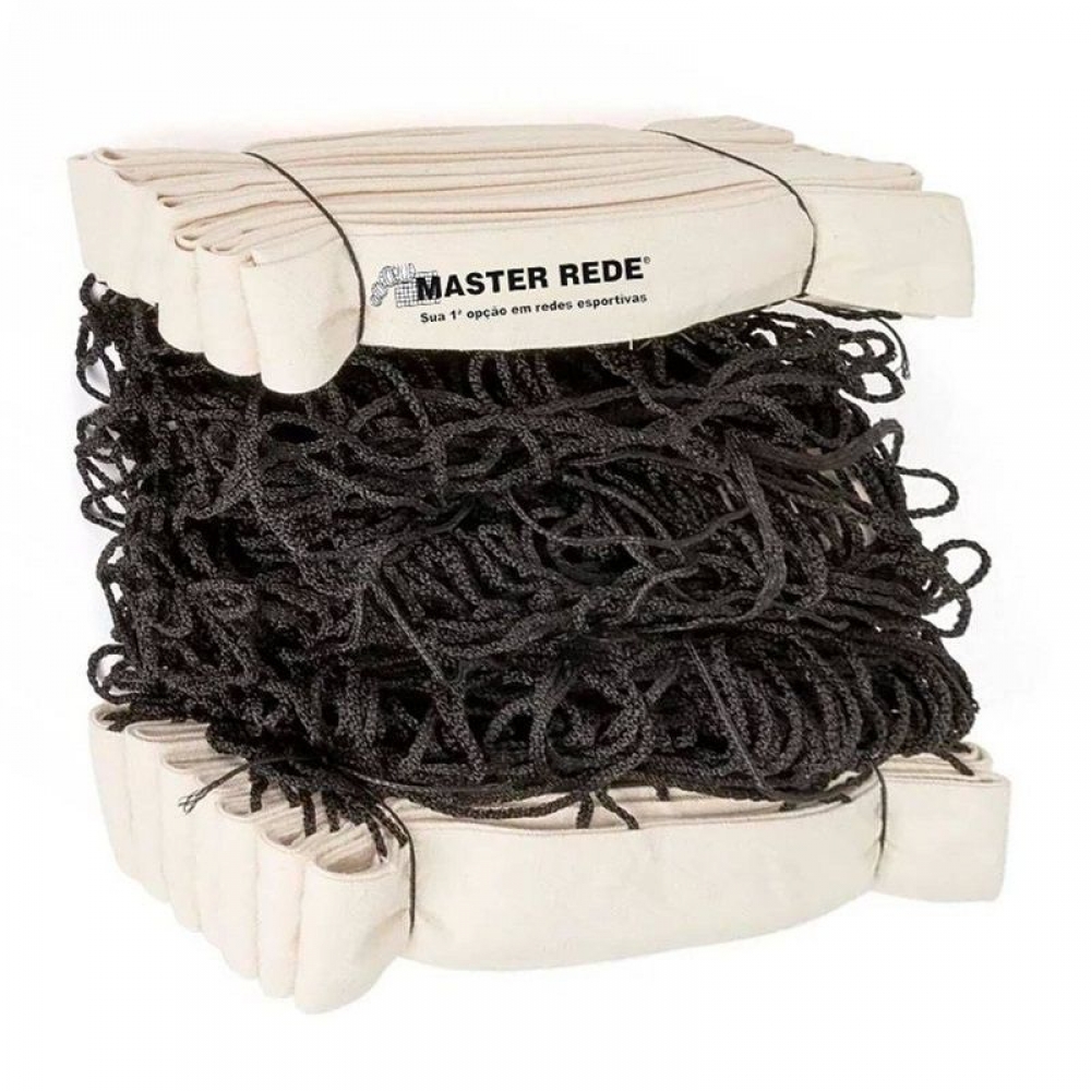 Rede Oficial de Vôlei 4 Lonas Profissional modelo VO-4-4A Fio 4mm Seda - Master Rede - Branco/preto