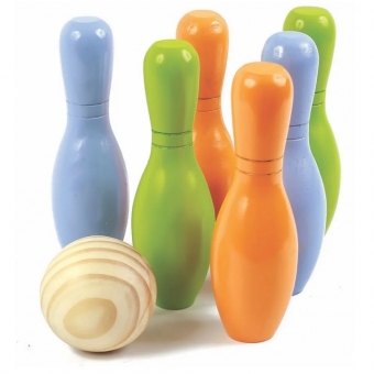 Jogo de Boliche Colorido em Madeira New Art Toys