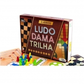 3 Jogos Ludo Dama e Trilha - Pais & Filhos - Marrom