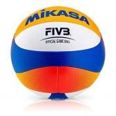 Bola Oficial Vôlei de Praia Mikasa BV550 Padrão FIVB - Branco/Azul