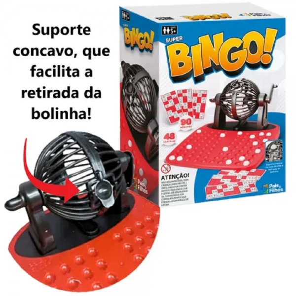 Super Bingo 90 Números 48 Cartelas - Pais & Filhos - Preto