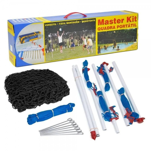 Kit de Vôlei Oficial Portátil - Master Rede - Azul