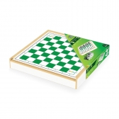 Jogo 3 em 1 Xadrez Damas Trilha com Estojo Junges - Verde/Branco