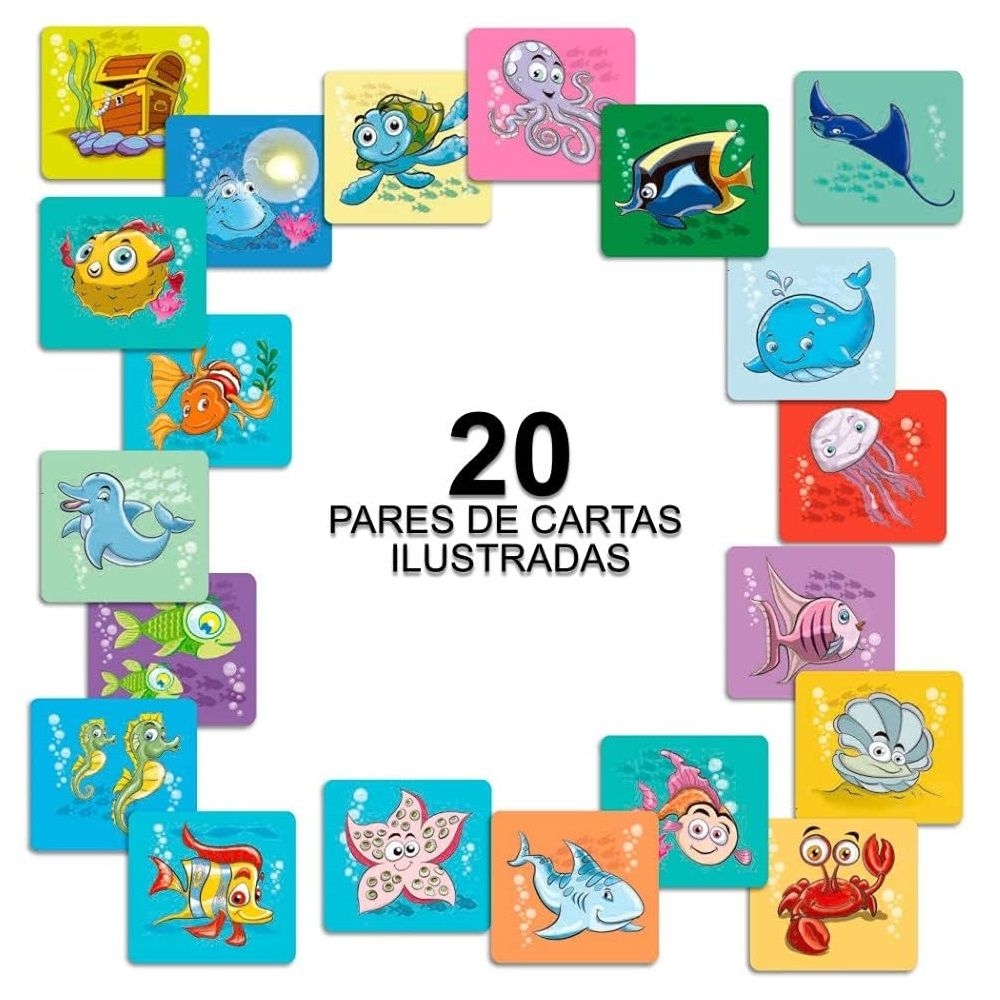 Jogo da Memória Fundo do Mar - Pais & Filhos - Branco