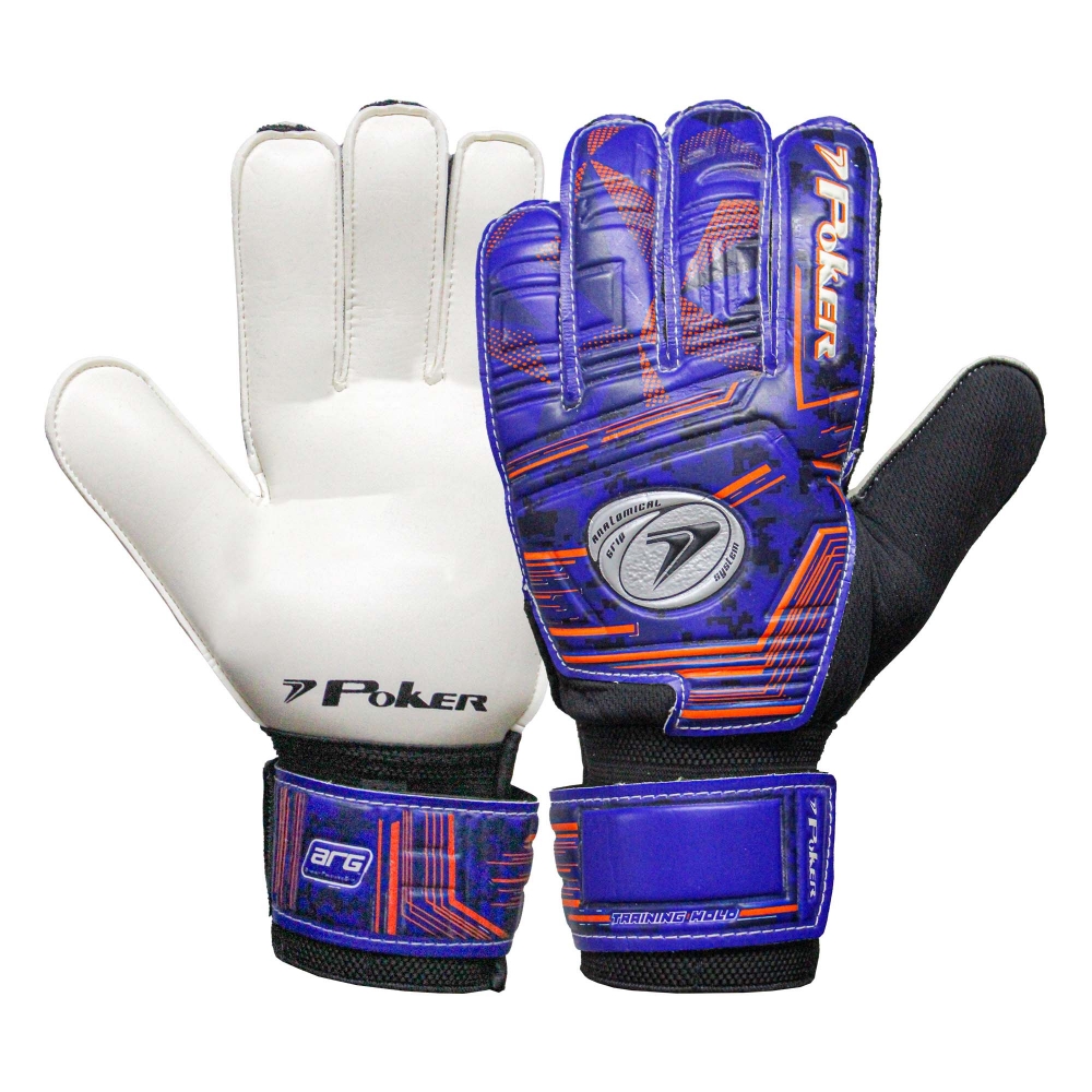 Luva Poker Training Futebol de Campo/Society Hold Tamanho 10 - azul/laranja