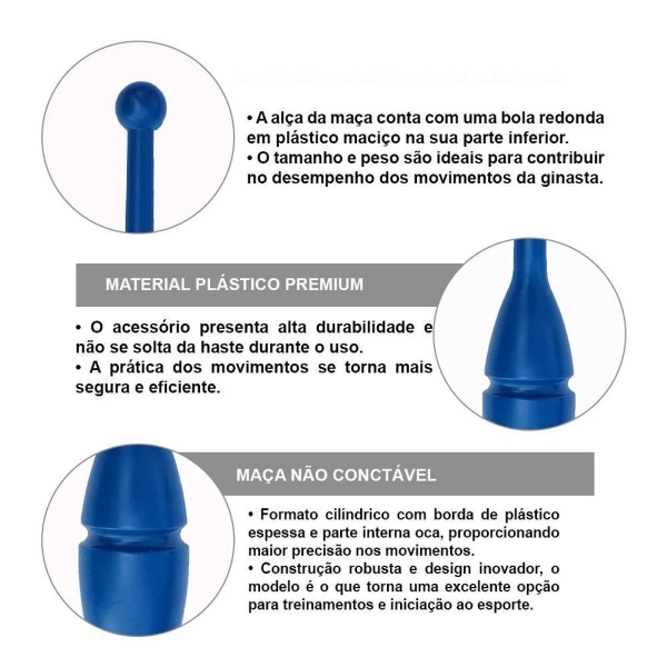 Par de Maça Ginástica Rítmica Oficial Adulto 45 cm - Azul
