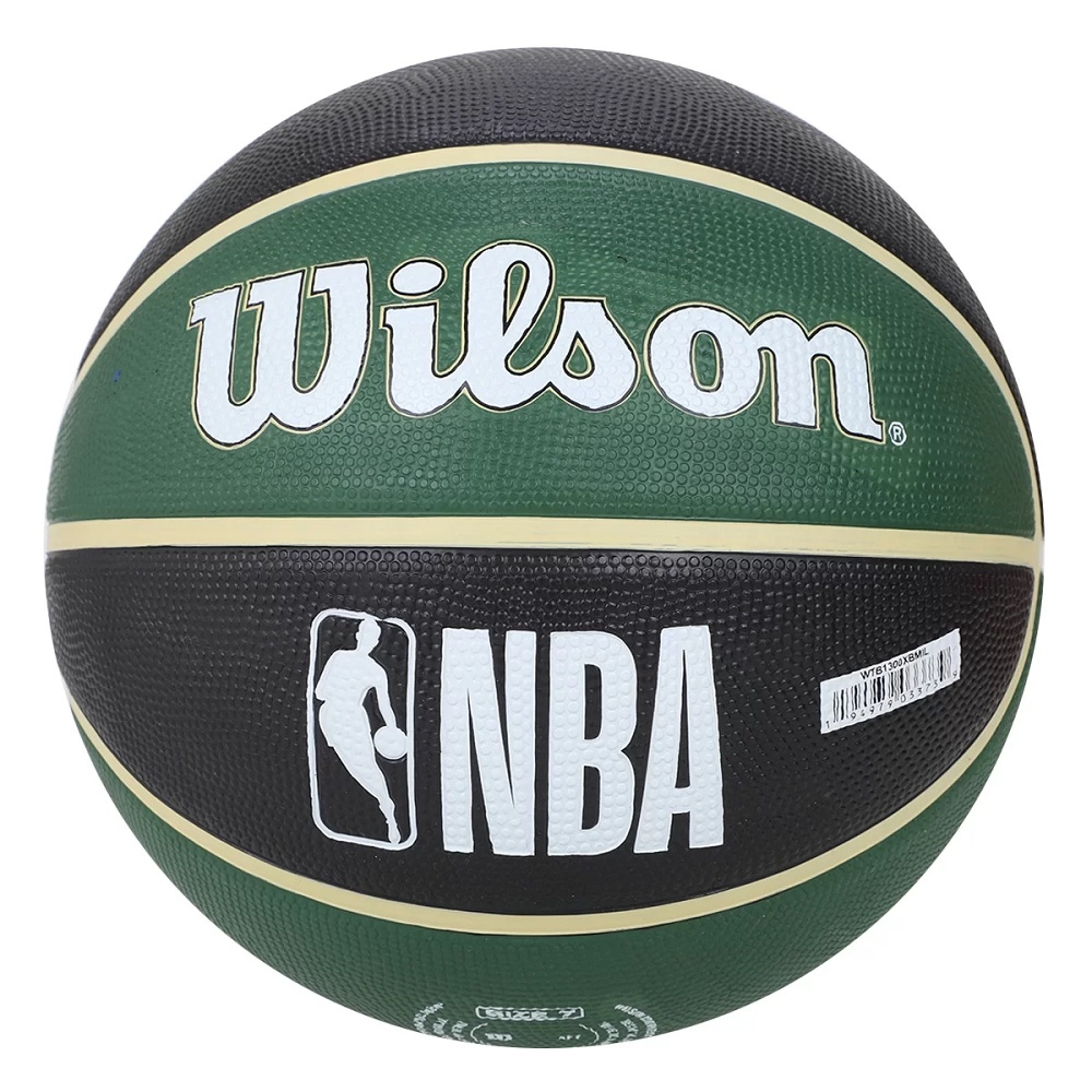 Bola Basquete Wilson NBA Tribute #7 Milwaukee Bucks - Preto/Verde Escuro