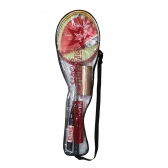 Kit Badminton Starflex 2 Raquetes e 2 Petecas com Raqueteira - Rosa/Branco