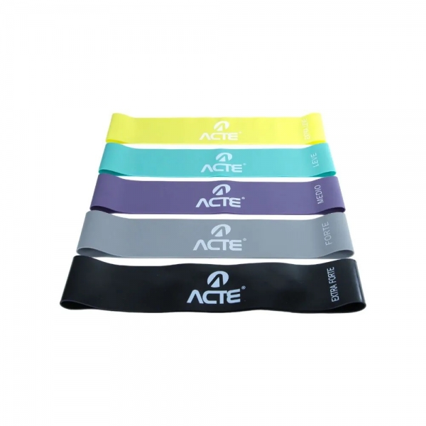 Kit Mini Band 5 Intensidades T315 Acte Sports - Roxo/Verde LimÃ£o