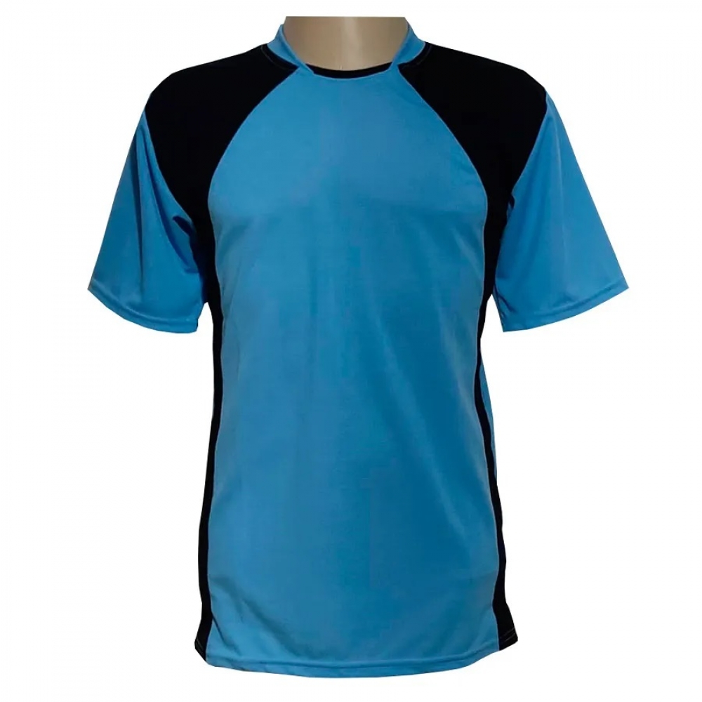 Jogo de Camisa TRB 20 de Linha e 1 Goleiro Celeste/Preto - Azul Claro/Preto