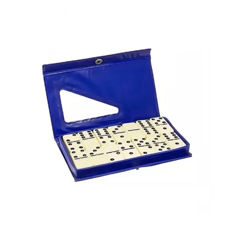 Jogo de Dominó Double Six Profissional 28 Peças 8 mm - Azul
