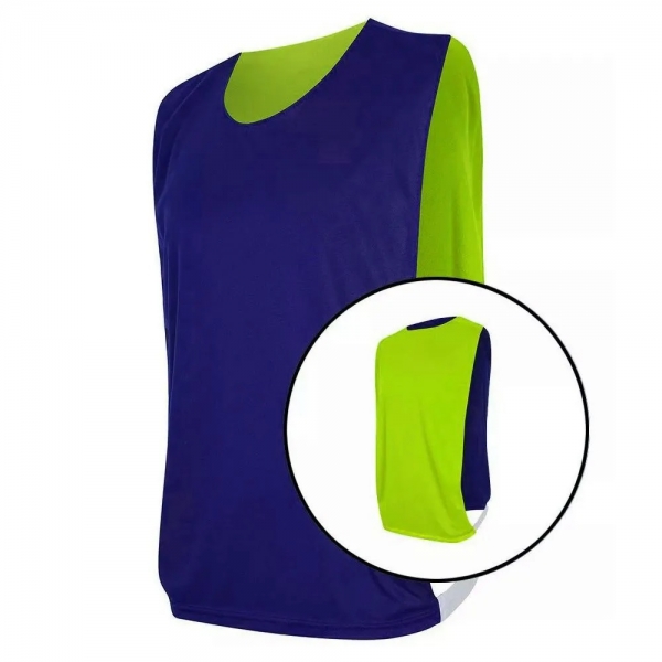 Kit com 15 Coletes Esportivos Dupla Face TRB Azul Marinho e Verde Limão - Azul Escuro/Verde Claro