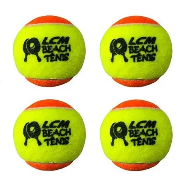 Bolas Beach Tênis LCM com 4 Unidades - Amarelo/Branco