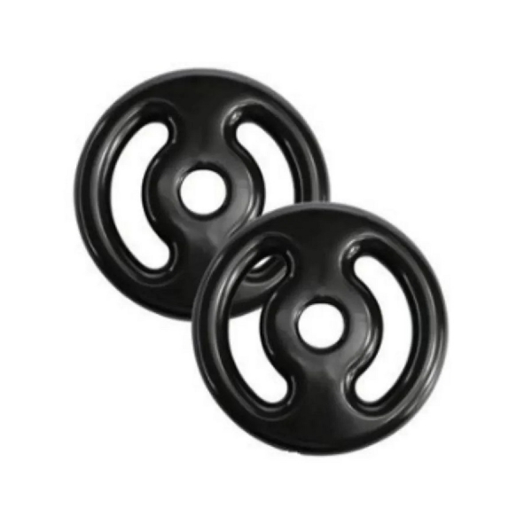 Par de Anilha Emborrachada 1kg Vazada - Preto