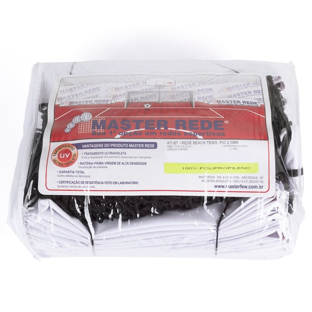 Rede de Beach Tennis Master Fio 2.5mm Seda - Preto