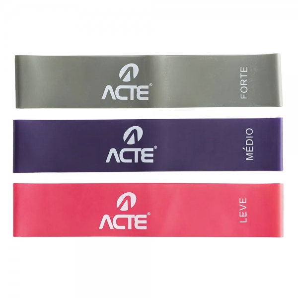Kit Mini Band 3 Intensidades Rosa, Roxo e Cinza T71-R - Acte - Roxo