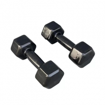 Par de Halter Sextavado Emborrachado 8kg - Preto