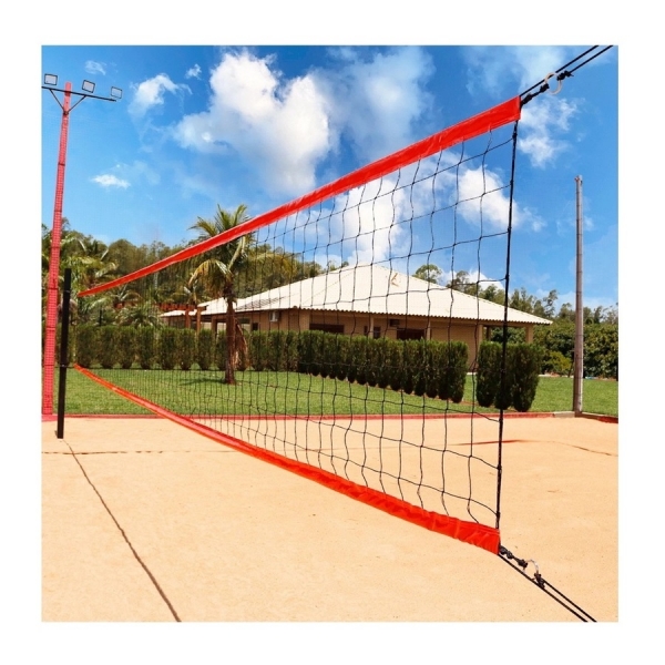 Rede Futevôlei Oficial 2 Faixas PVC Fio 2.0 PE Laranja Spitter - Laranja/Preto