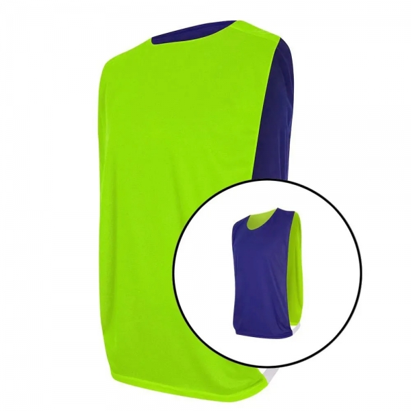Kit com 15 Coletes Esportivos Dupla Face TRB Azul Marinho e Verde Limão - Azul Escuro/Verde Claro