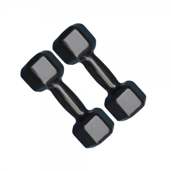 Par de Halter Sextavado Emborrachado 8kg - Preto - Preto