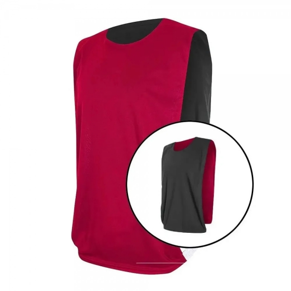 Kit com 15 Coletes Esportivos Dupla Face TRB Vermelho e Preto - Vermelho/Preto