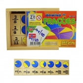 Dominó De Frações 28 Peças Em Madeira - Marrom