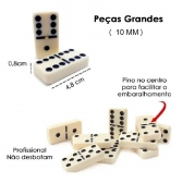 Jogo de Dominó Double Six Profissional 28 Peças 10 mm - Preto