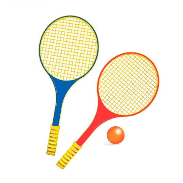 Kit Tênis 2 Raquetes e 1 Bola - Apolo Brinquedos - Amarelo