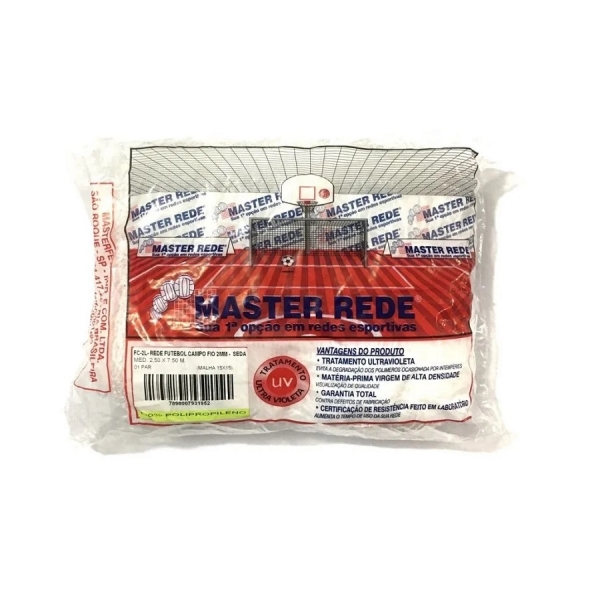 Rede de Futebol Campo Master Rede Fio 2,5mm Seda - Branco
