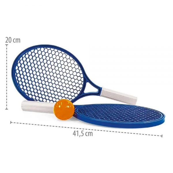 CONJUNTO INFANTIL DE RAQUETES PRAIA - POLIPLAC - Azul/Branco