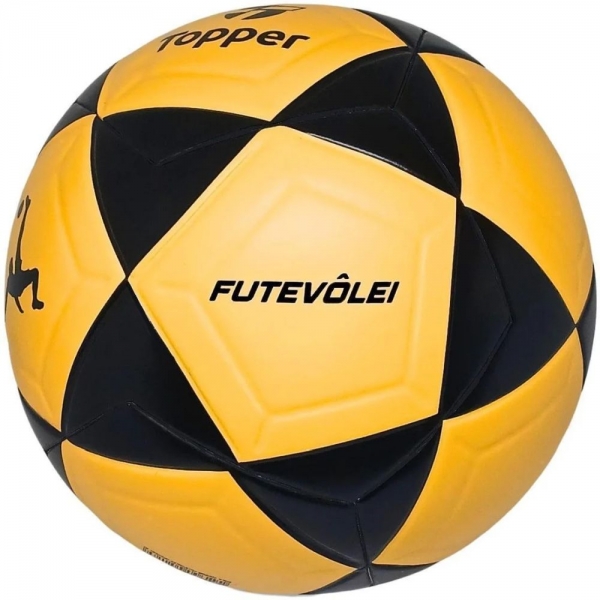 Bola de Futevôlei Topper R1 Oficial - Amarelo e Preto - Amarelo/Preto