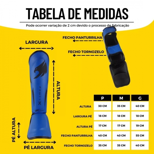 Par de Caneleira Profissional Muay Thai e Kickboxing Power X Azul