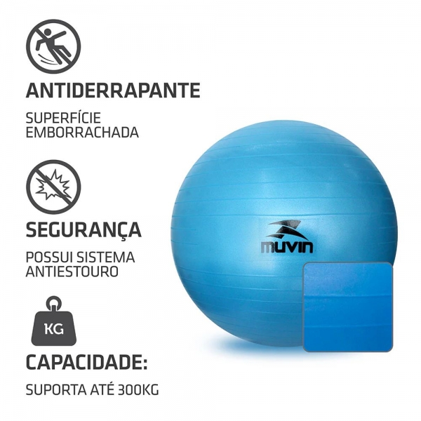Bola de Pilates Azul 85cm BLG-800 - Muvin - Azul