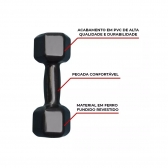 Par de Halter Sextavado Emborrachado 8kg - Preto - Preto