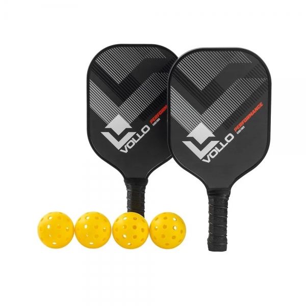 Kit Pickleball Performance 2 Raquetes 4 Bolas e Bolsa Vollo - Preto