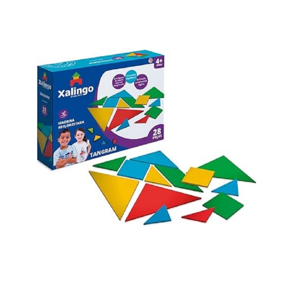 Tangram Jogo de Raciocínio Lógico Xalingo Madeira - Azul