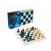 Jogo De Xadrez e Damas Estojo Com Peças De Madeira Xalingo - Branco/Verde